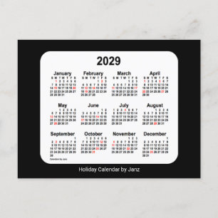 Cartes Pour Fêtes Annuelles Calendrier Mini Férié 2029 de Janz