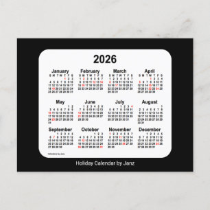 Cartes Pour Fêtes Annuelles Calendrier Mini Vacances 2026 de Janz