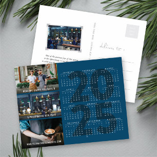 Cartes Pour Fêtes Annuelles Calendrier Minimaliste 2025 Bleu Nouvel An 3 Photo