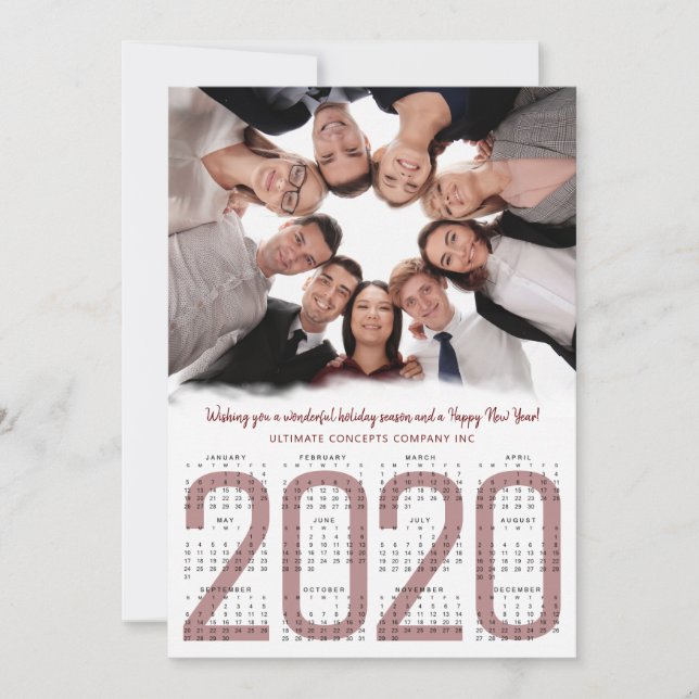 Cartes Pour Fêtes Annuelles Calendrier moderne 2020 Entreprise Logo Photo Nouv (Devant)