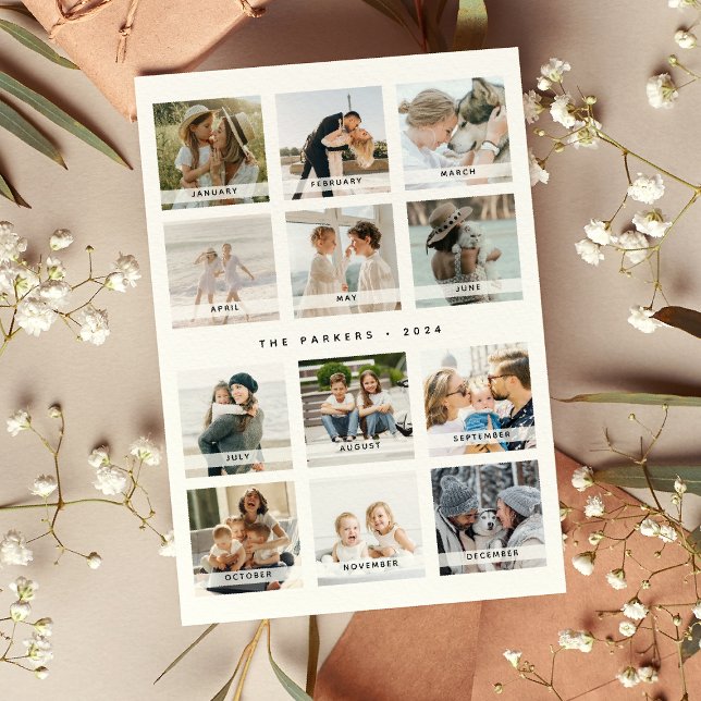 Cartes Pour Fêtes Annuelles Calendrier moderne Collage photo Noël (Créateur téléchargé)