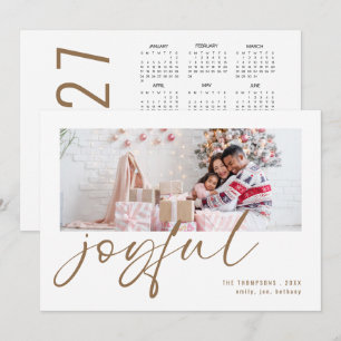 Cartes Pour Fêtes Annuelles Calendrier Moderne Photo 2027 Or Joyeux Noël