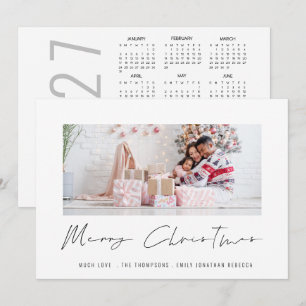 Cartes Pour Fêtes Annuelles Calendrier Moderne Photo Script 2027 Joyeux Noël