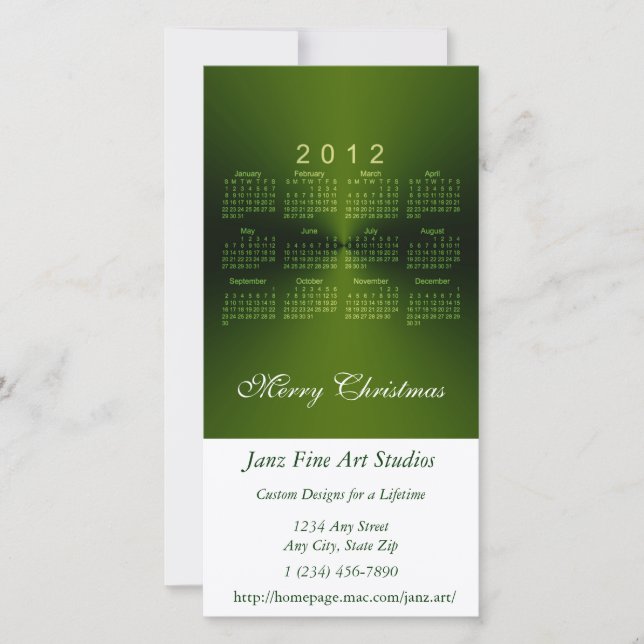 Cartes Pour Fêtes Annuelles Calendrier Noël 2012 (Devant)