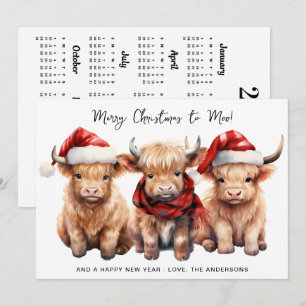Cartes Pour Fêtes Annuelles Calendrier Noël Vache Highland Adorable 2027