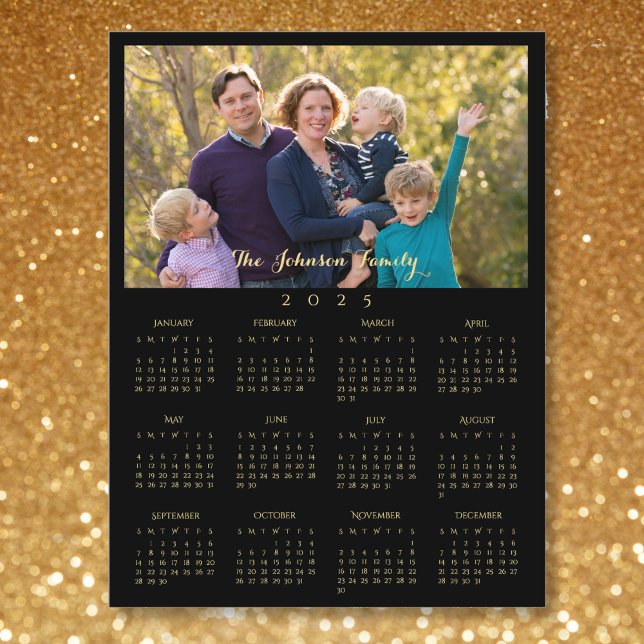 Cartes Pour Fêtes Annuelles Calendrier photo personnalisé 2025 Noël Nouvel An (Custom 2025 Photo Calendar Christmas New Years Holiday Postcard)