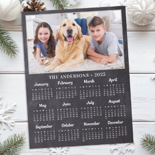 Cartes Pour Fêtes Annuelles Calendrier photo Rustic Chalkboard Family Chien 20