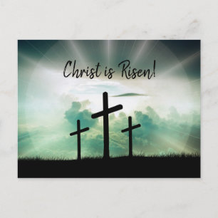 Cartes Pour Fêtes Annuelles Calgary Crosses Sunrise Photo Risen Easter Script