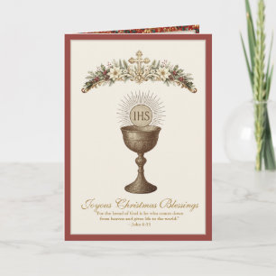 Cartes Pour Fêtes Annuelles Calice religieux de l'Eucharistie catholique