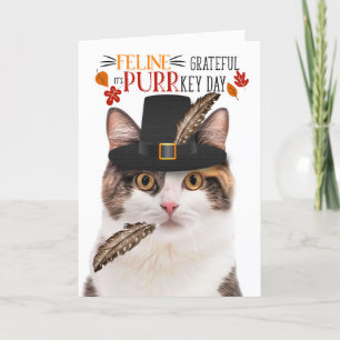 Cartes Pour Fêtes Annuelles Calico Cat Feline Grateful pour PURRkey Day