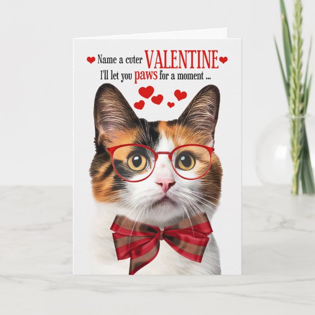 Cartes Pour Fêtes Annuelles Calico Cat Feline Humour Saint-Valentin (Devant)