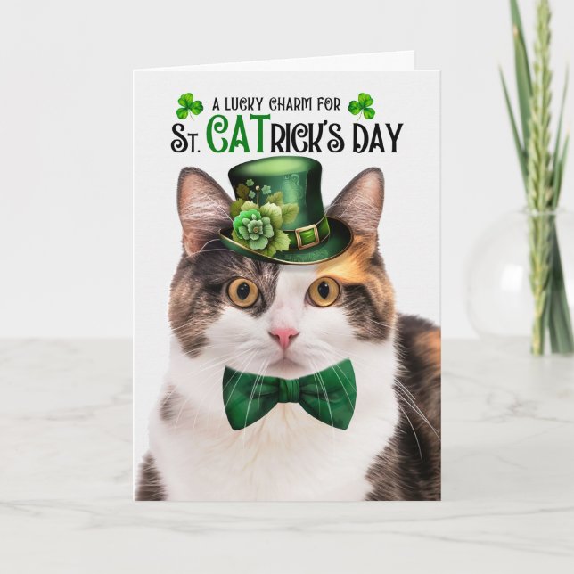 Cartes Pour Fêtes Annuelles Calico Cat Funny St CATrick's Day Lucky Charm (Devant)