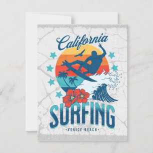 Cartes Pour Fêtes Annuelles California Surfing - Palm Beach