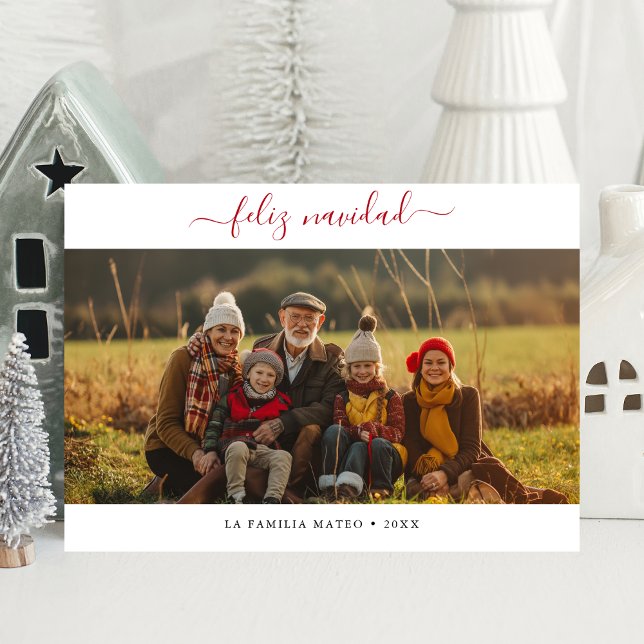 Cartes Pour Fêtes Annuelles Caligrafía Red Feliz Navidad Christmas Photo (Créateur téléchargé)