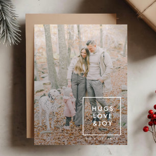 Cartes Pour Fêtes Annuelles Câlins Amour et Joie Photo de Noël Stylée et Ten