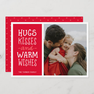 Cartes Pour Fêtes Annuelles Câlins Baisers Vœux Chaleureux Mignon Simple Rouge
