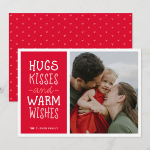 Cartes Pour Fêtes Annuelles Câlins Bisous Vœux Chaleureux Jolie Simple Rouge U