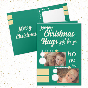 Cartes Pour Fêtes Annuelles Câlins de Noël juste pour vous photos vert blanc