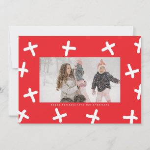Cartes Pour Fêtes Annuelles Câlins de Noël rouge et blanc photo de bordure mod
