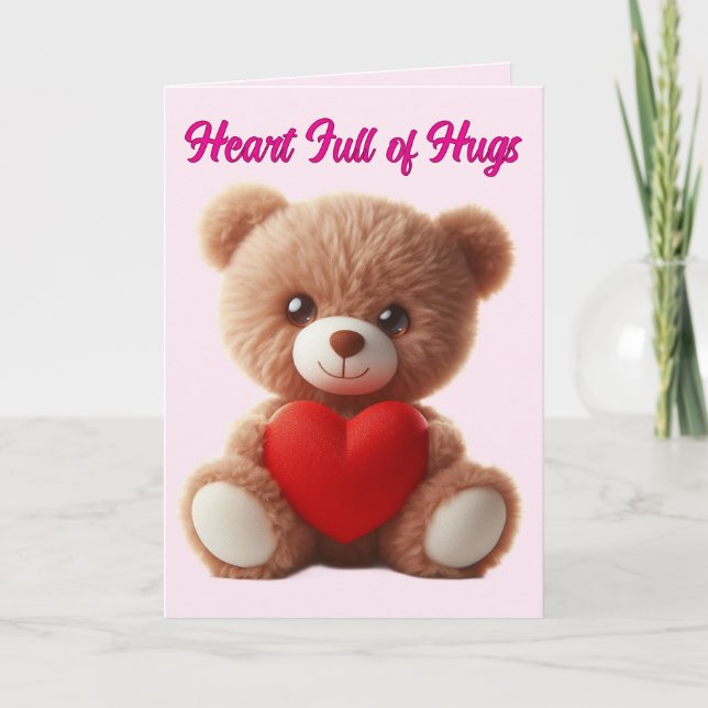 Cartes Pour Fêtes Annuelles Câlins d'ours en peluche pour la Saint-Valentin (Devant)