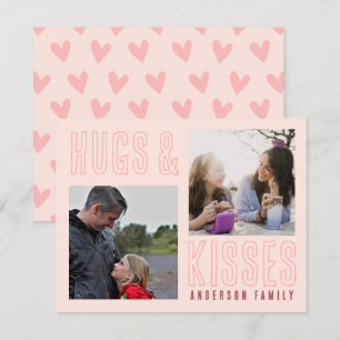 Cartes Pour Fêtes Annuelles Câlins et baisers rose tendre 2 Photo de famille S