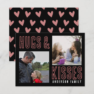 Cartes Pour Fêtes Annuelles Câlins et bisous Black Pink 2 Photo de famille Sai