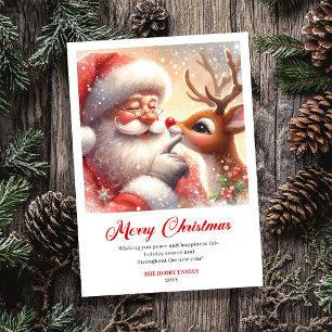 Cartes Pour Fêtes Annuelles Câlins Père Noël et Rudolph Joyeux Noël