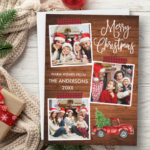 Cartes Pour Fêtes Annuelles Calliage amusant Batterie Plaid Camion Bois