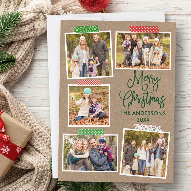 Cartes Pour Fêtes Annuelles Calliage amusant Kraft Green Christmas Craft Bande (Customize to add text to back of card.)