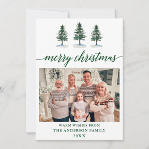 Cartes Pour Fêtes Annuelles Calliage Aquarelle Pins verts Photo Noël