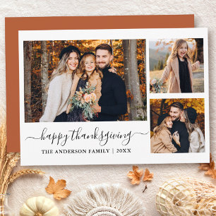 Cartes Pour Fêtes Annuelles Calligraphie 3 Photos Thanksgiving Terracotta