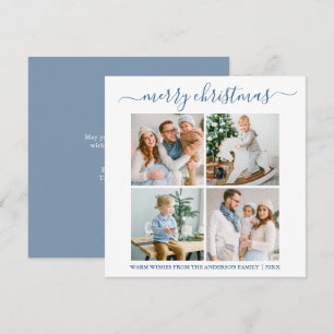 Cartes Pour Fêtes Annuelles Calligraphie 4 Photo Noël Dusty Carré bleu
