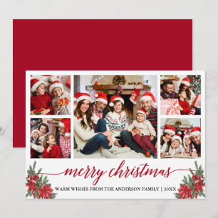Cartes Pour Fêtes Annuelles Calligraphie 5 Photo Noël Poinsettia Pines