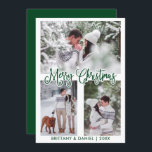Cartes Pour Fêtes Annuelles Calligraphie amusante 3 Photo Couple de Noël Vert<br><div class="desc">Script de calligraphie moderne Joyeux Noël Couple Carte photo - 3 Photos - Script vert</div>