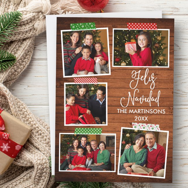 Cartes Pour Fêtes Annuelles Calligraphie amusante Bois Feliz Navidad (Customize to add text to back of card.)