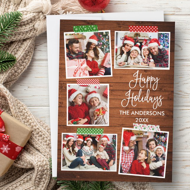 Cartes Pour Fêtes Annuelles Calligraphie amusante Bois Joyeuses Vacances Bande (Customize to add text to back of card.)