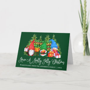 Cartes Pour Fêtes Annuelles Calligraphie amusante Holly Jolly Gnomes de Noël P