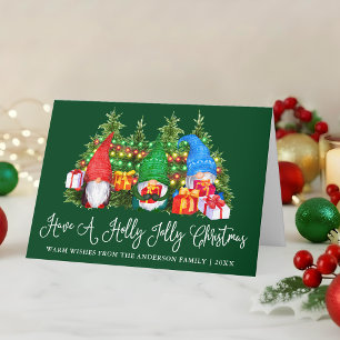 Cartes Pour Fêtes Annuelles Calligraphie amusante Holly Jolly Gnomes de Noël P