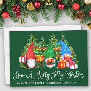 Cartes Pour Fêtes Annuelles Calligraphie amusante Holly Jolly Gnomes de Noël V