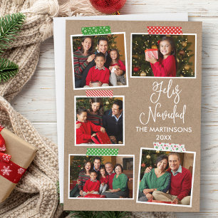 Cartes Pour Fêtes Annuelles Calligraphie amusante Kraft Feliz Navidad Craft