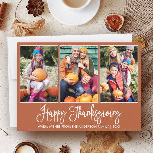 Cartes Pour Fêtes Annuelles Calligraphie amusante Thanksgiving Terracotta 3 Ph