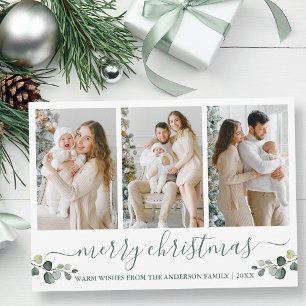 Cartes Pour Fêtes Annuelles Calligraphie Aquarelle Eucalyptus Vert Noël