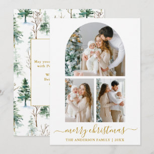 Cartes Pour Fêtes Annuelles Calligraphie Aquarelle Pines 3 Photo Arche Or