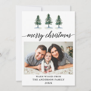 Cartes Pour Fêtes Annuelles Calligraphie Aquarelle Pins Photo Noël