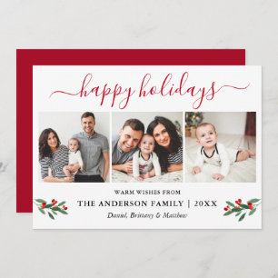 Cartes Pour Fêtes Annuelles Calligraphie Aquarelle Rouge Holly 3 Photo