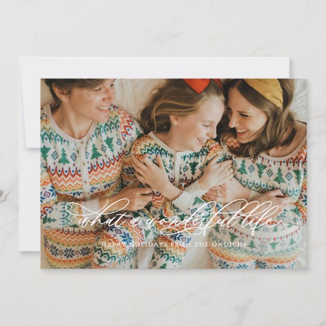 Cartes Pour Fêtes Annuelles Calligraphie blanche de vie merveilleuse minimalis (Devant)