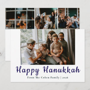 Cartes Pour Fêtes Annuelles Calligraphie bleue Joyeux Hanukkah famille 4 photo