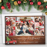 Cartes Pour Fêtes Annuelles Calligraphie bois Noël Camion rouge 5 Photo<br><div class="desc">Calligraphie moderne Script 5 Photo Famille Photo Collage Joyeux Noël Card inclut Watercolor Vintage Camion rouge avec arbre - Rustique Pays Bois</div>