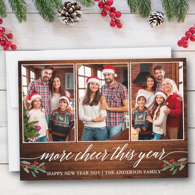 Cartes Pour Fêtes Annuelles Calligraphie Bois Plus Cheveux Cette Année 3 Photo (Customize to add text to back of card.)