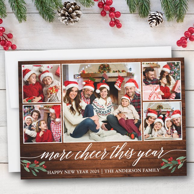 Cartes Pour Fêtes Annuelles Calligraphie Bois Plus Cheveux Cette Année 5 Photo (Customize to add text to back of card.)